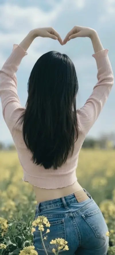 4k户外壁纸 - 美女 - 背影 - 花田「哲风壁纸」