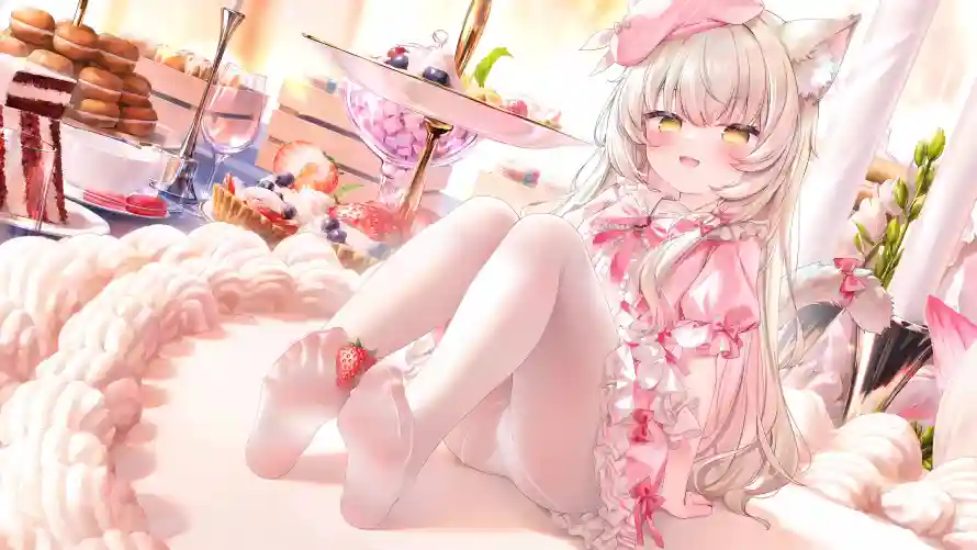4k甜品壁纸-白丝 - 花束-莓果「哲风壁纸」