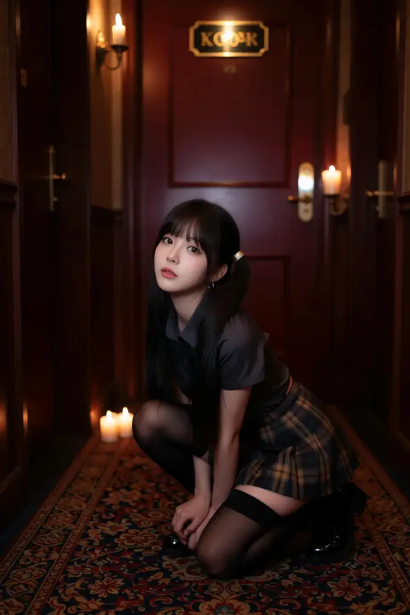 4k壁灯壁纸 - 暗室 - 烛光 - 美女「哲风壁纸」