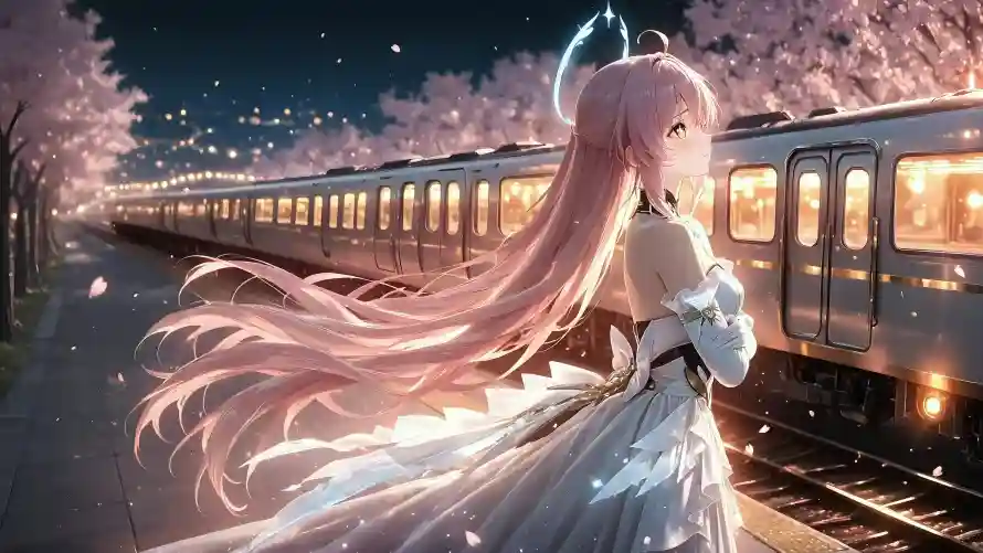 4k光环壁纸-列车 - 夜晚-星空「哲风壁纸」