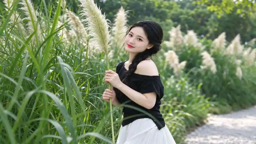 4k夏日壁纸 - 美女 - 草丛 - 蒲苇「哲风壁纸」 4k夏日壁纸 - 美女 - 草丛 - 蒲苇「哲风壁纸」
