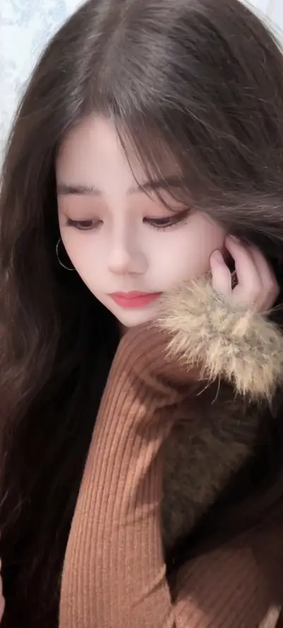 4k托腮壁纸 - 红唇 - 美女 - 软萌「哲风壁纸」