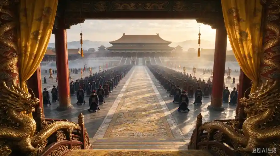 4k故宫壁纸 - 晨雾 - 红柱 - 御道「哲风壁纸」