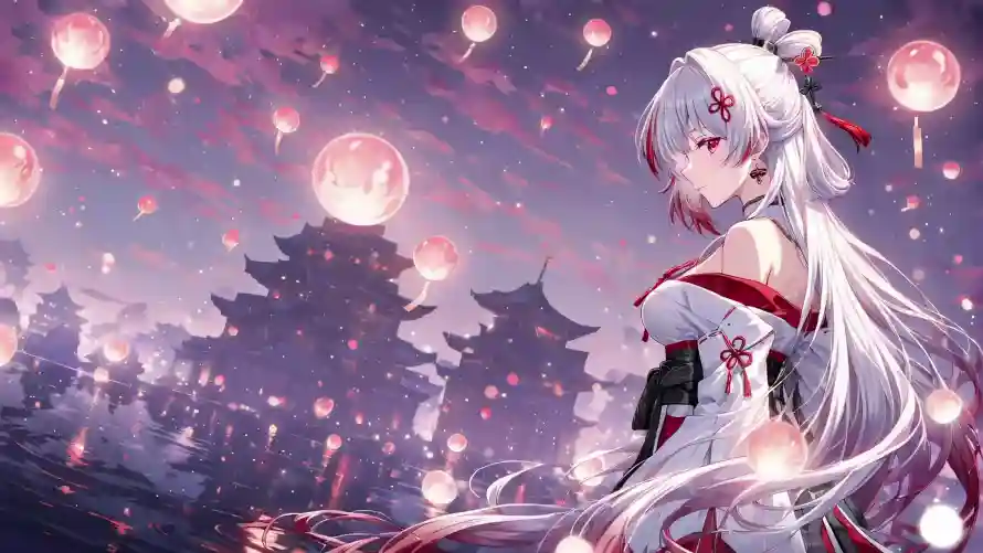 3k古风壁纸-夜空 - 梦幻-白发「哲风壁纸」