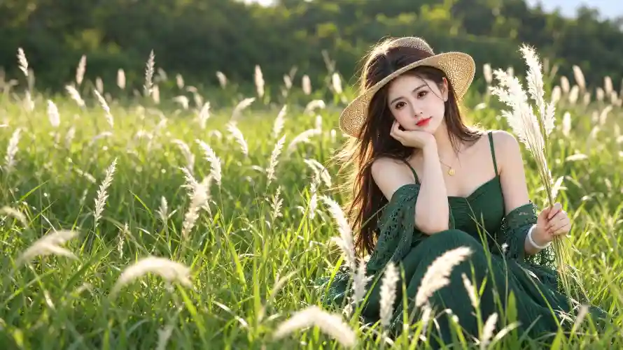 4k夏日壁纸 - 清新 - 草地 - 草帽「哲风壁纸」