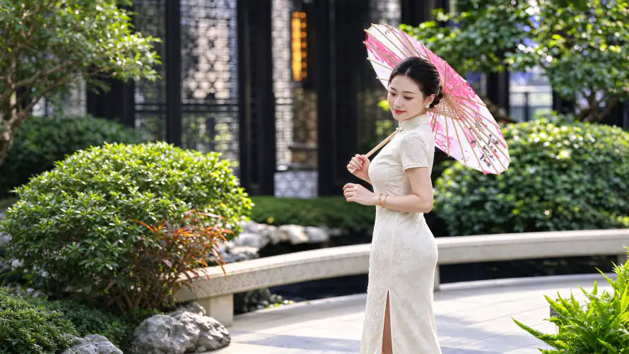 3k盘发壁纸-东方女性 - 中式园林-优雅女性「哲风壁纸」