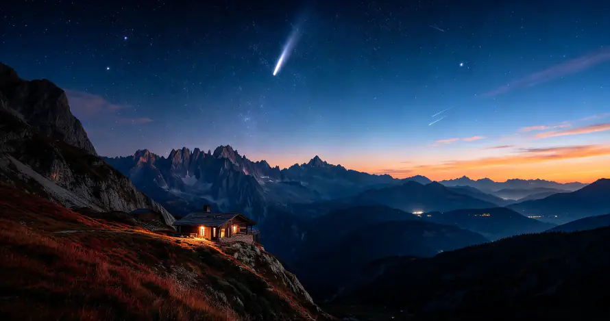 3k夜空壁纸-山脉 - 星空-晚霞「哲风壁纸」