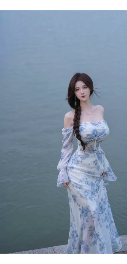 4k优雅壁纸 - 水边 - 湖边 - 露肩「哲风壁纸」
