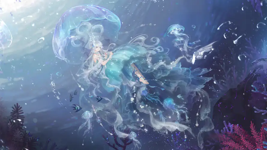 4k光束壁纸-少女 - 梦幻-气泡「哲风壁纸」