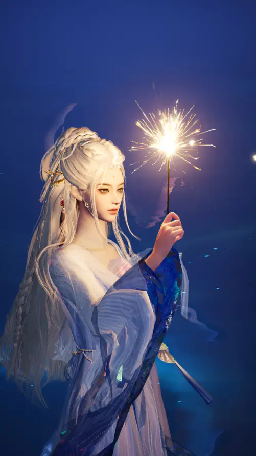 4k仙女壁纸 - 侧脸 - 古风 - 夜景「哲风壁纸」