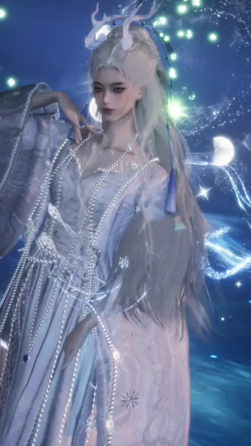 4k仙女壁纸 - 星空 - 白发 - 荧光「哲风壁纸」