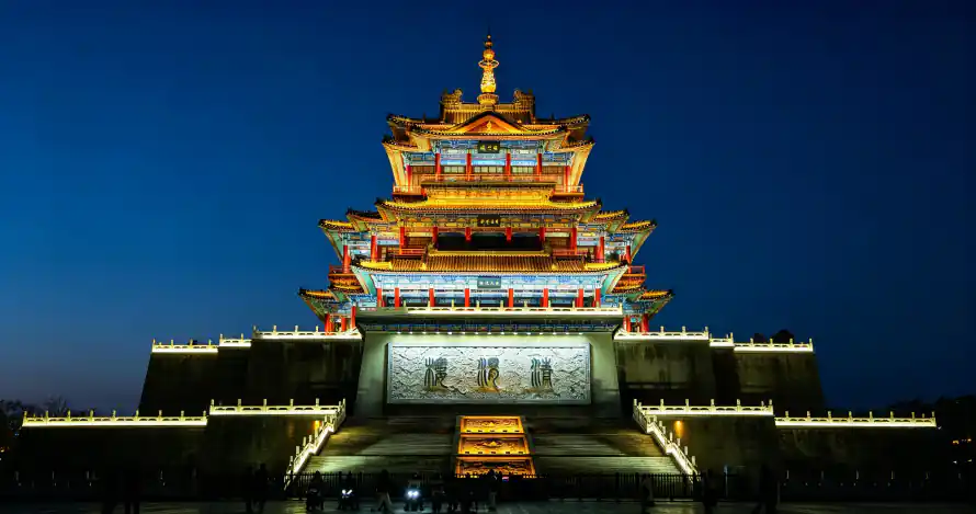 4k夜景壁纸 - 楼阁 - 灯光 - 蓝天「哲风壁纸」 4k夜景壁纸 - 楼阁 - 灯光 - 蓝天「哲风壁纸」