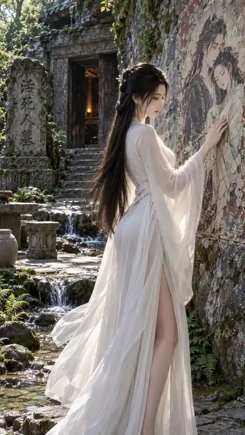 4k石屋壁纸 - 苔藓 - 长发 - 小龙女「哲风壁纸」