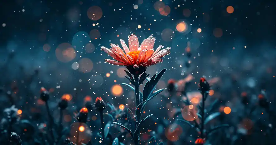 3k暗夜壁纸-梦幻 - 植物-水珠「哲风壁纸」