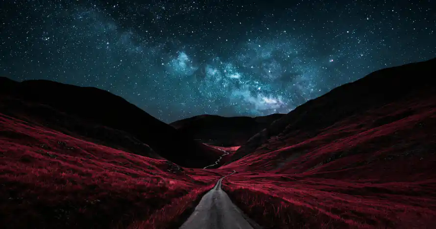 3k公路壁纸-夜景 - 夜空-山脉「哲风壁纸」