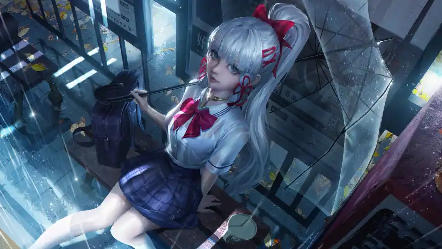 2k校服壁纸-蓝眼睛壁纸和绘画-动漫女孩壁纸分享「哲风壁纸」