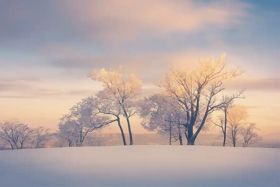 1k夕阳壁纸-堆满积雪与日落-白雪皑皑免费下载「哲风壁纸」