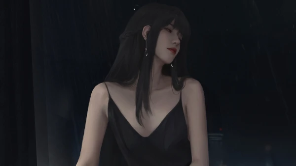 4k埃昂壁纸-红唇膏壁纸和长发-靠墙美女壁纸分享「哲风壁纸」