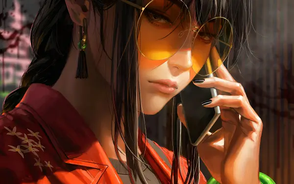 4k电话壁纸-侧面图 - 眼镜-原创人物免费下载「哲风壁纸」