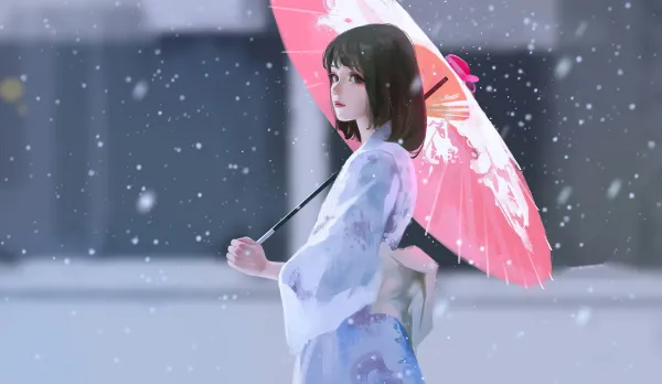 4k赖来壁纸-独自的和黑发-动漫女孩热门的壁纸「哲风壁纸」