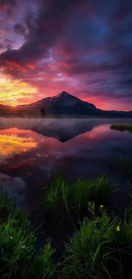 《余辉》手机壁纸-水资源背景-自然景观壁纸-自然景观「哲风壁纸」