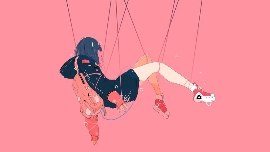 4k背包壁纸-动漫女孩 - 鞋-原创人物壁纸推荐「哲风壁纸」