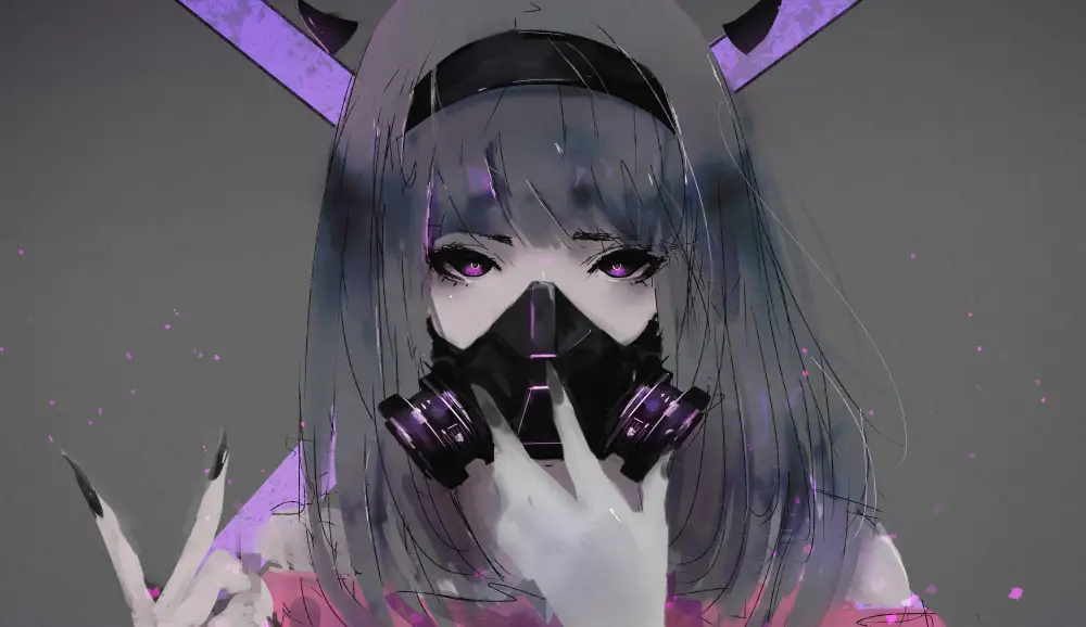 4k插画壁纸-美女防毒面罩背景-《精选壁纸》「哲风壁纸」