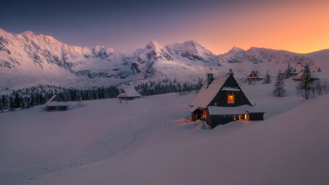 4k小屋壁纸-雪-壁纸网站