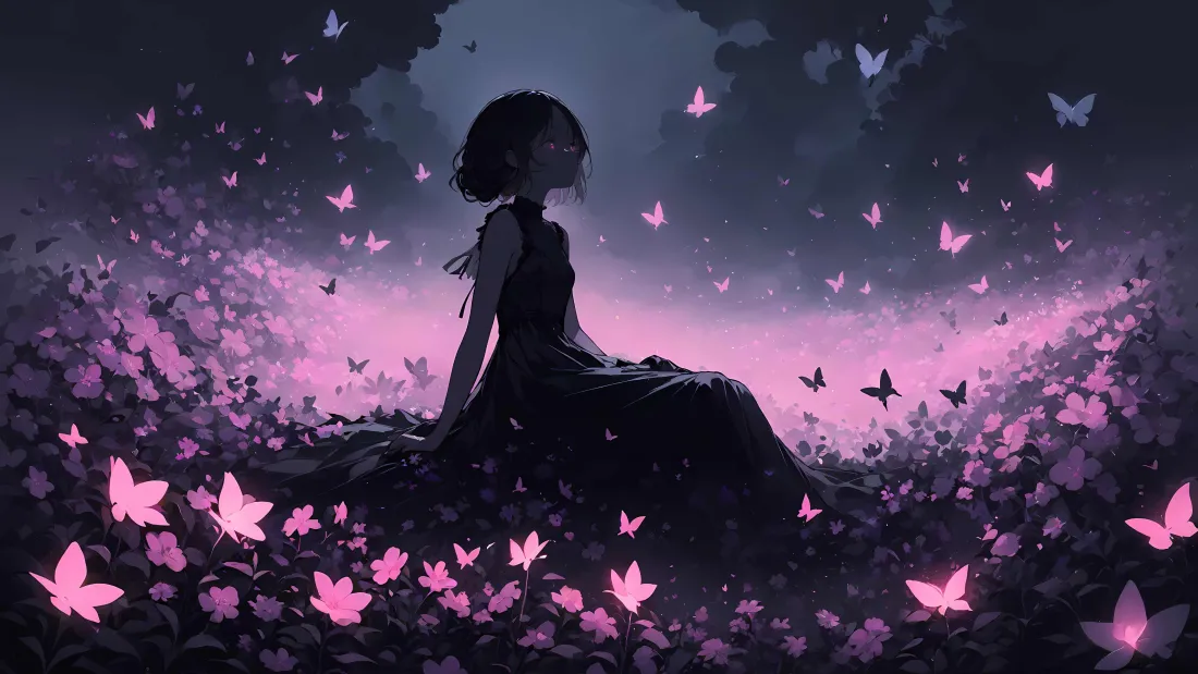 4k插画壁纸-蝴蝶/出水芙蓉背景-壁纸网站「哲风壁纸」