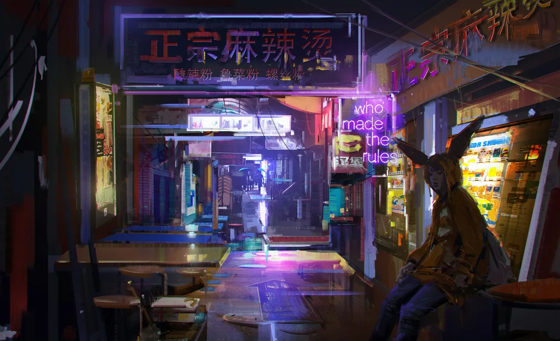 2k麻辣烫壁纸-夜之城-《赛博朋克风》-二次元077年「哲风壁纸」