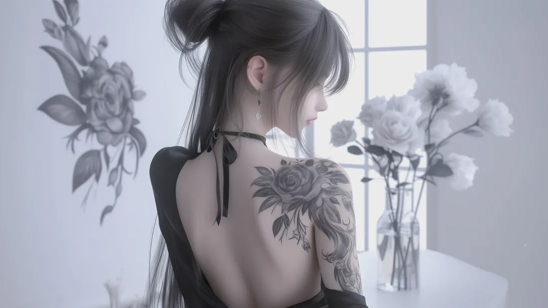 4k艺术壁纸-纹身美女壁纸-白色系美女壁纸「哲风壁纸」