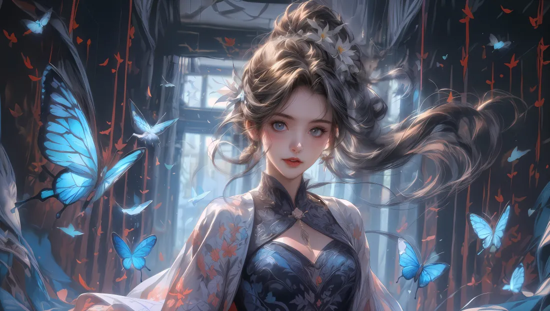 8k少女壁纸-蝴蝶壁纸-《宫廷风》「哲风壁纸」