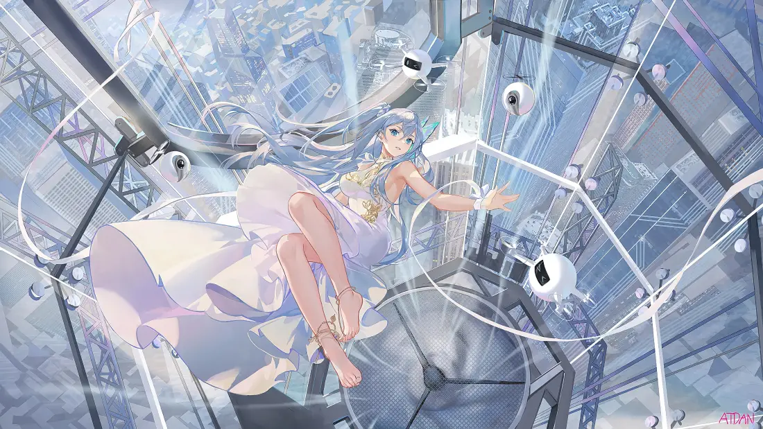 4k蓝色壁纸-少女动漫-《精选壁纸》「哲风壁纸」