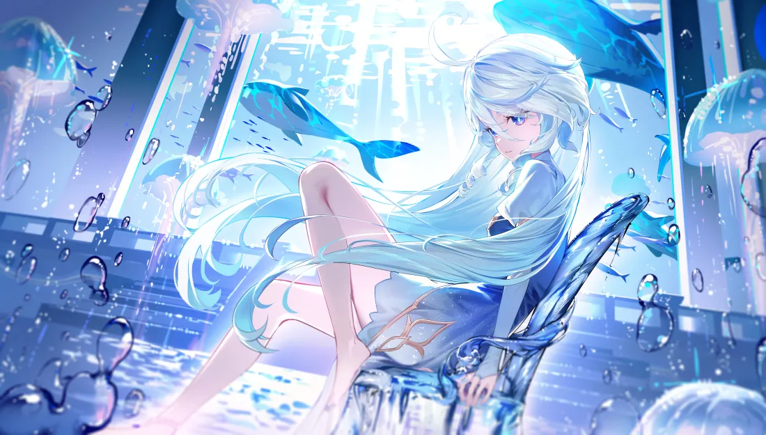 5k原神壁纸-少女背景图片 - 芙卡洛斯壁纸 - pi黑白水墨风iv「哲风壁纸」