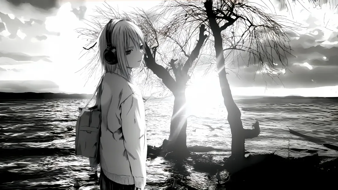 4k海边黑白照壁纸-少女壁纸 - 壁纸分享「哲风壁纸」