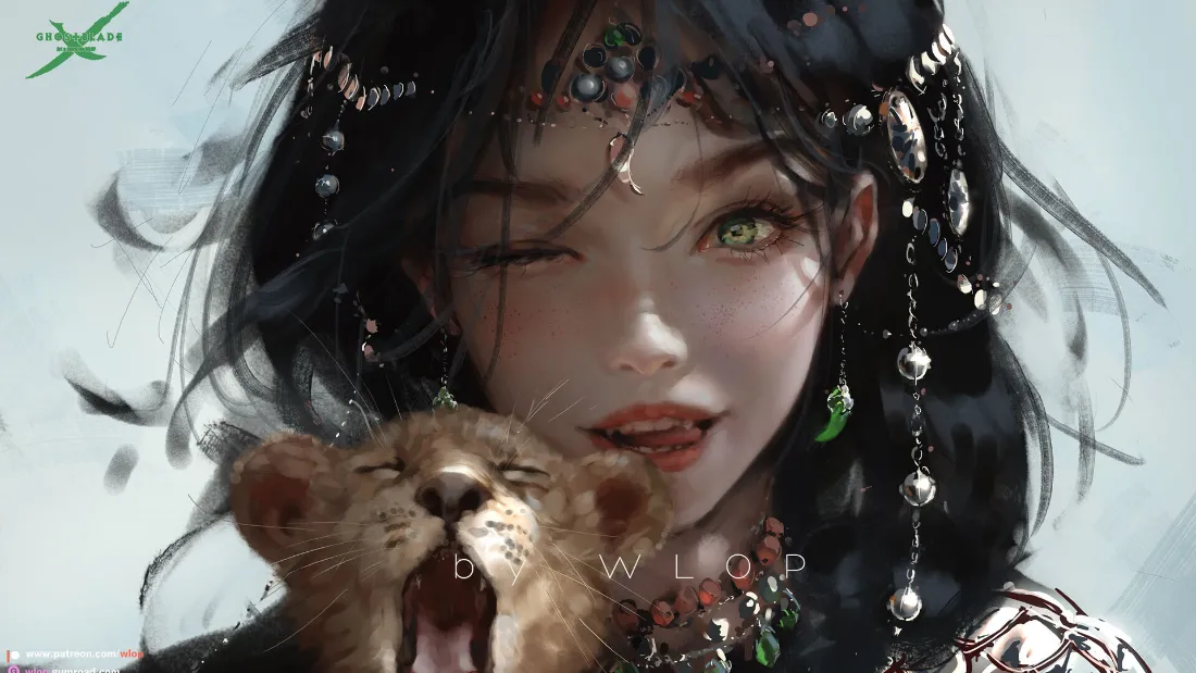 2kWLOP壁纸 - 插画美女背景图片 - 鬼刀风铃「哲风壁纸」
