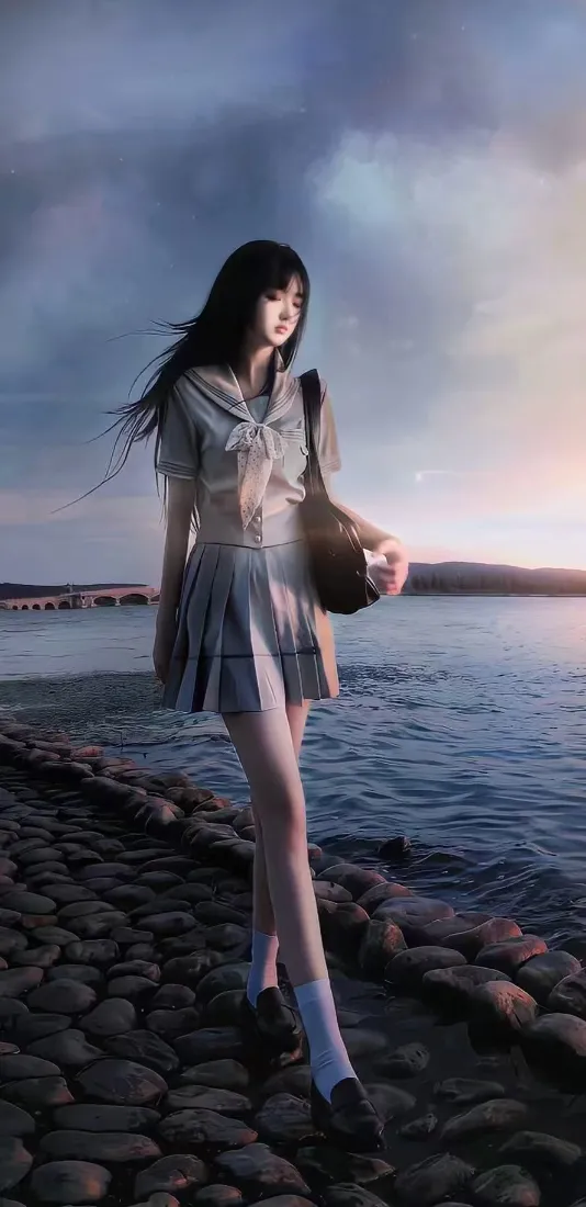 《美女》手机壁纸-蓝色壁纸「哲风壁纸」