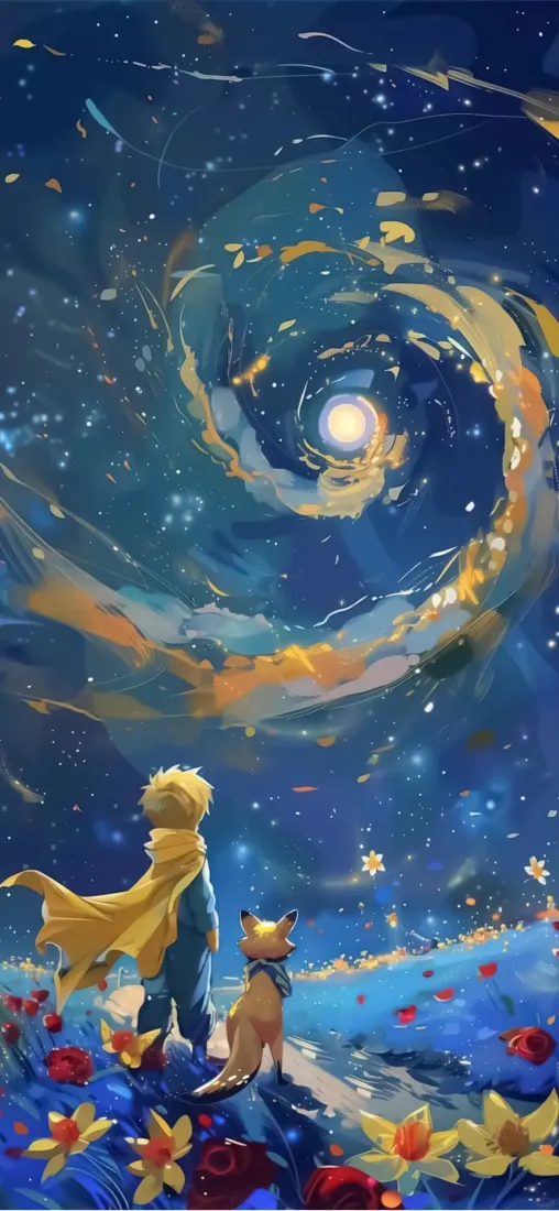 小王子与狐狸壁纸｜梦幻星空背景图片 - 二次元「哲风壁纸」