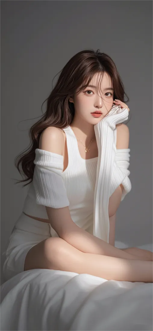 清纯性感美女壁纸｜白色穿搭背景图片 - 美女「哲风壁纸」