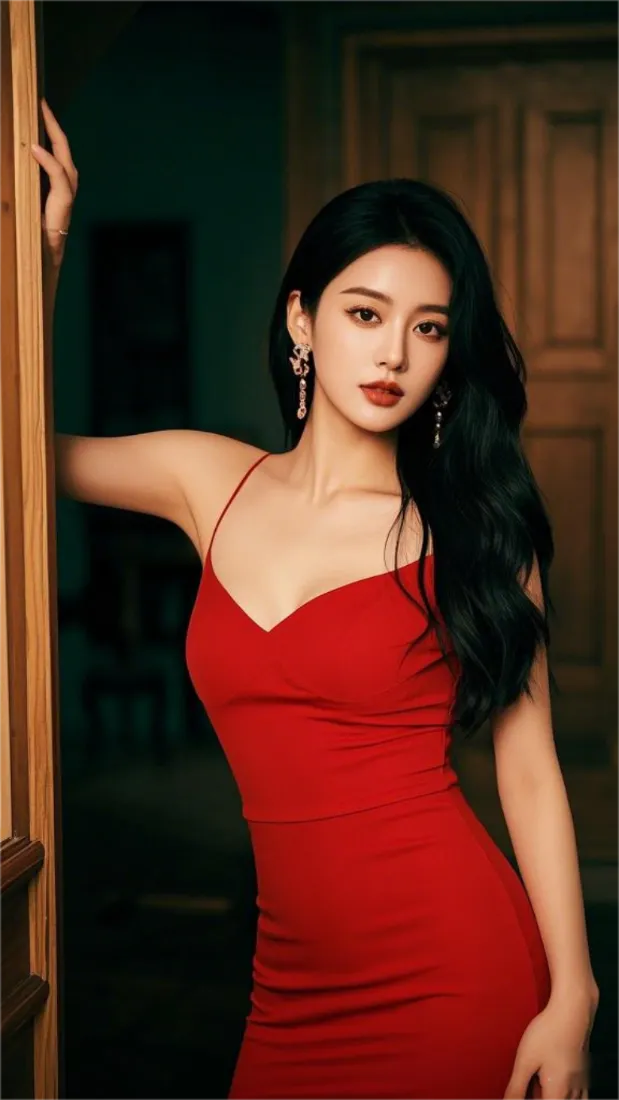 红衣性感美女壁纸｜妖娆女神背景图片 - 美女「哲风壁纸」