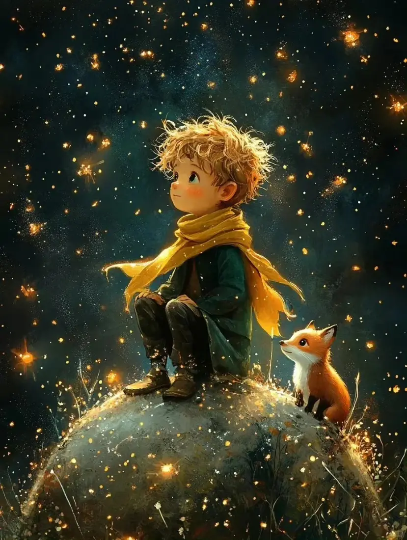 小王子与狐狸壁纸｜梦幻星空背景图片 - 二次元「哲风壁纸」