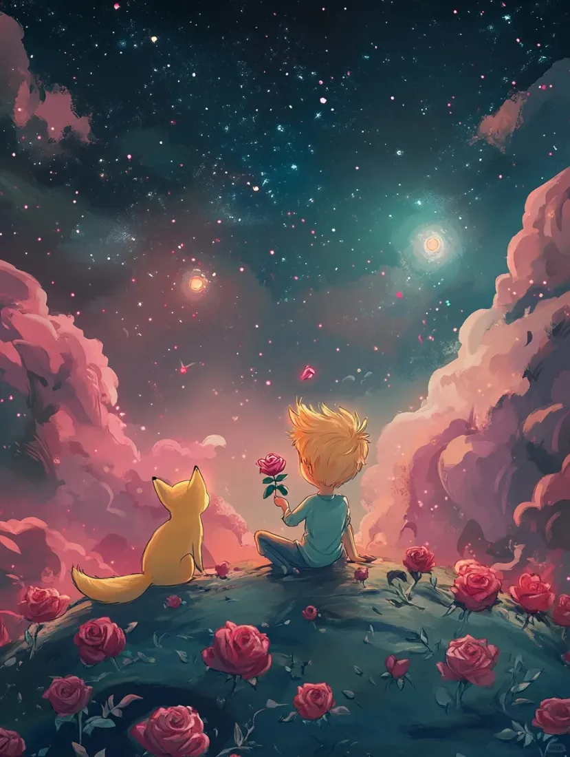 小王子与狐狸壁纸｜梦幻星空背景图片 - 二次元「哲风壁纸」