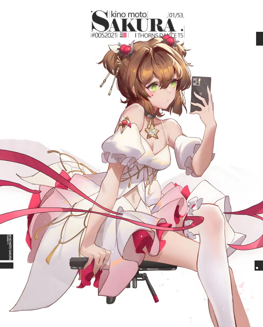 SAKURA少女手持手机壁纸｜可爱少女背景图片「哲风壁纸」