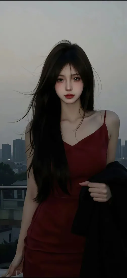 美女性感手机壁纸｜红色吊带背景图片 - 时尚魅力「哲风壁纸」