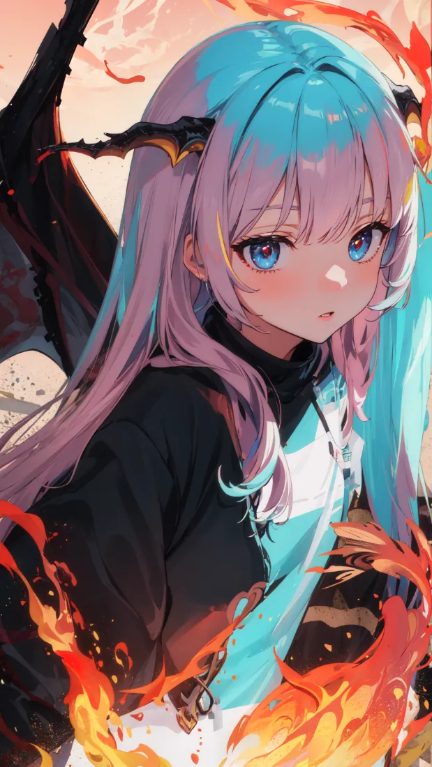 动漫少女手机壁纸｜火焰背景图片 - 二次元风「哲风壁纸」