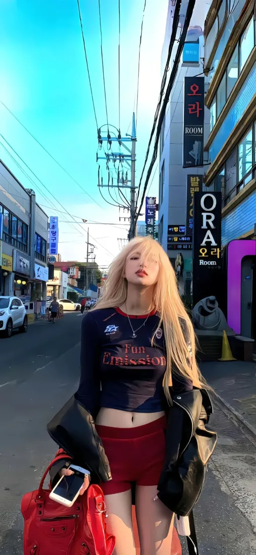 韩式美女街拍手机壁纸｜时尚街景背景图片 - 潮流范「哲风壁纸」