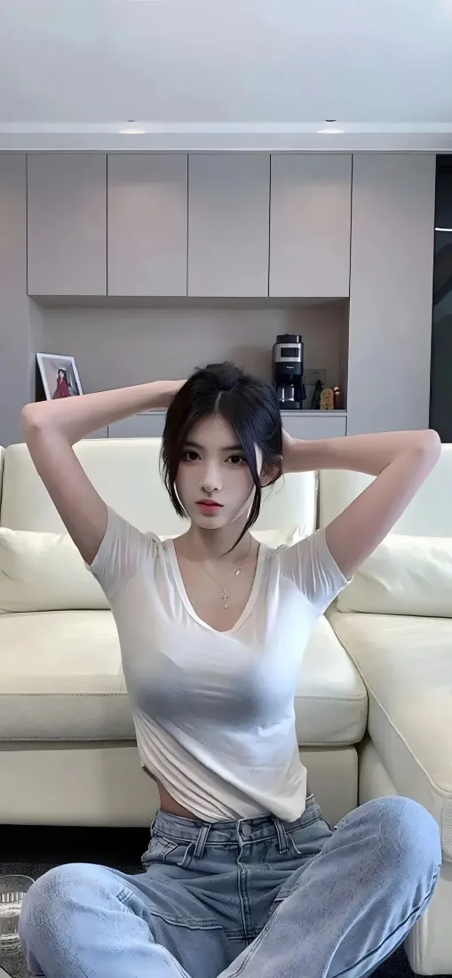 美女性感手机壁纸｜居家背景图片 - 时尚坐姿美女「哲风壁纸」
