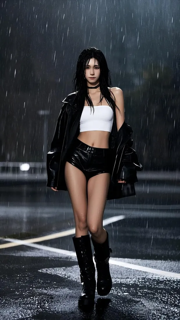 雨夜街道美女背景图片 - 时尚酷飒风「哲风壁纸」
