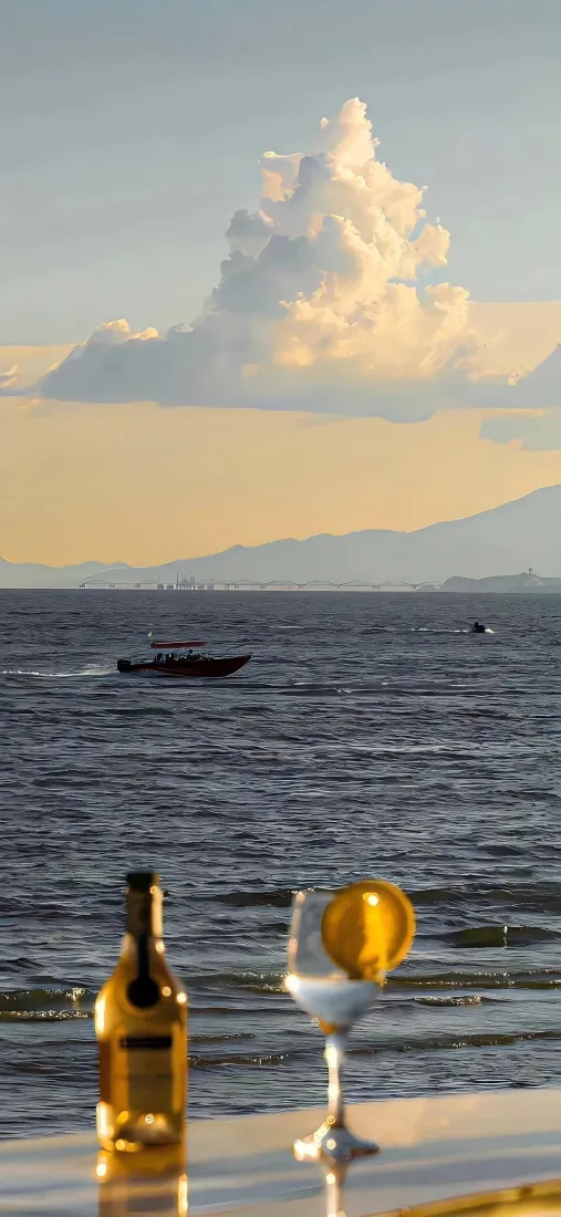 氛围感风景手机壁纸｜海景配酒背景图片 - 惬意「哲风壁纸」