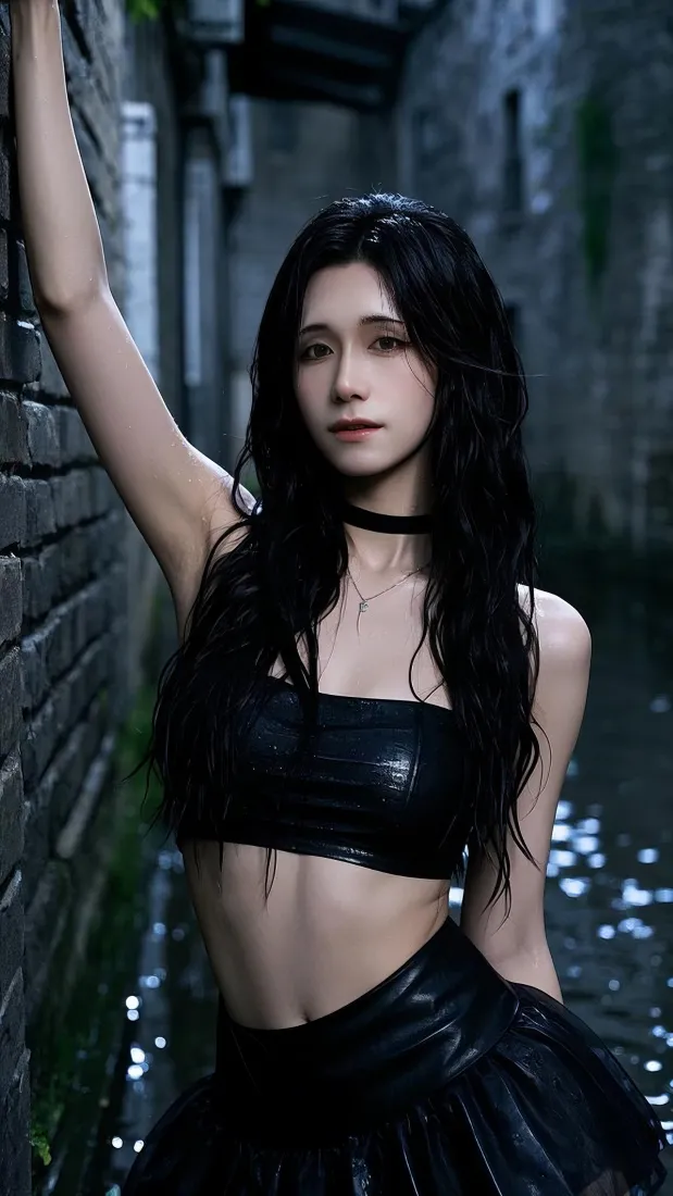 雨夜巷道美女手机壁纸｜个性时尚背景图片 - 氛围感拉满「哲风壁纸」